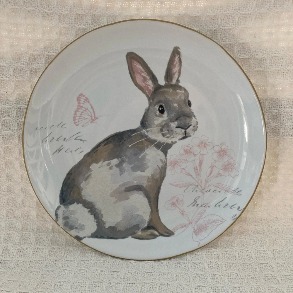 Pier 1 Set Of 4 Bunny Plates 8” Diameter